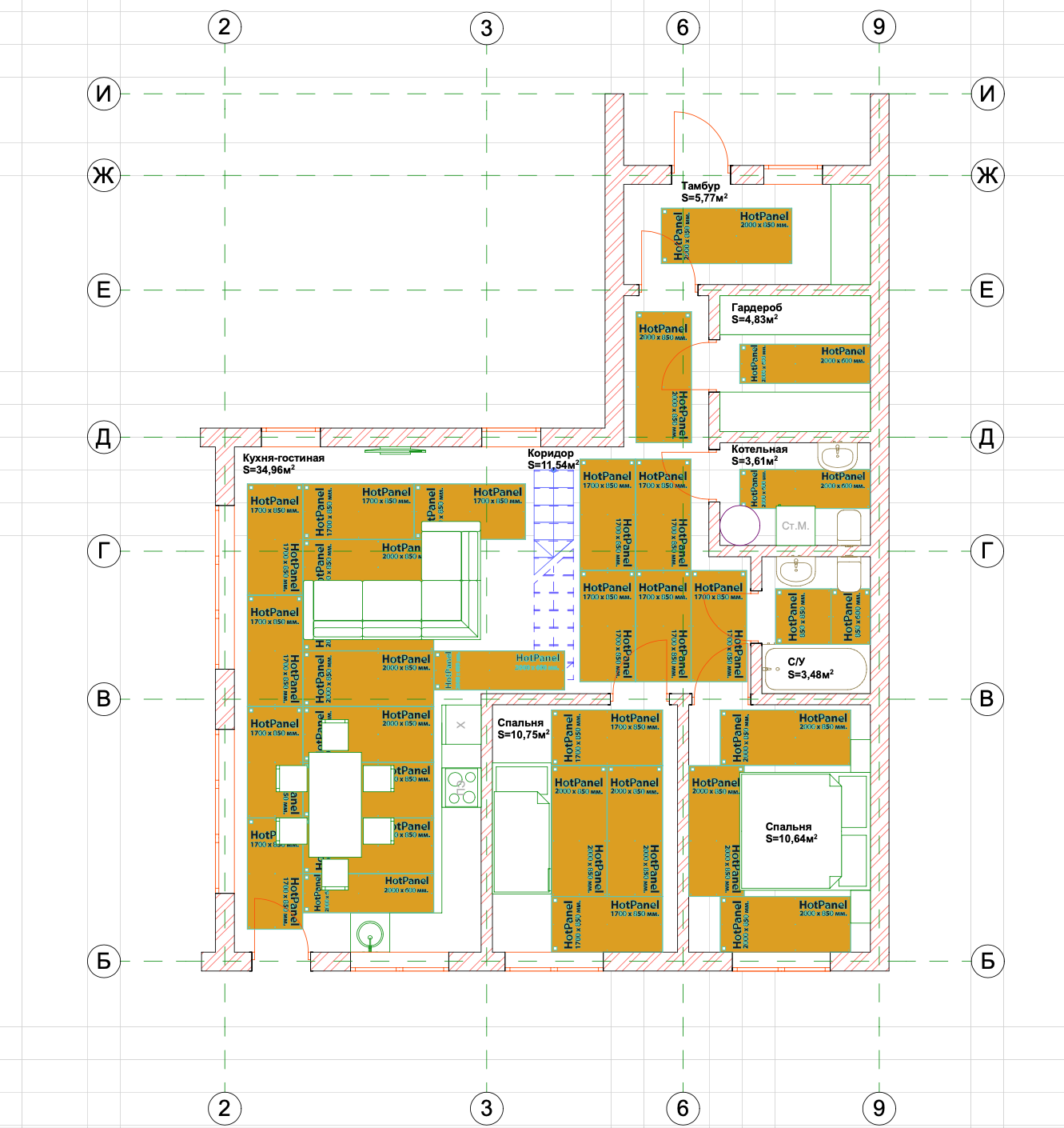 Отопление двухэтажного каркасного дома электрическими панелями Хотпанел