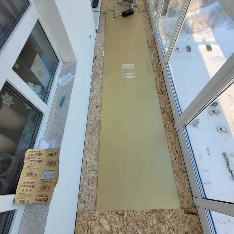 Монтаж электрического теплого пола HotPanel на утепленной лоджии ( г. Кемерово).