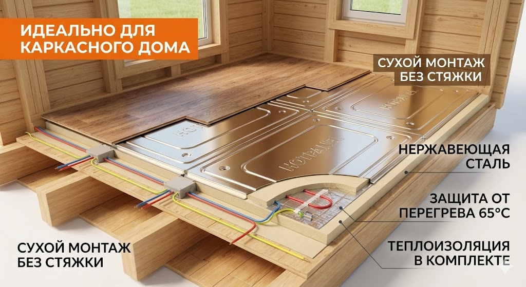 Почему Hotpanel — это «родное» отопление для каркасного дома (и почему стяжка ему не нужна)